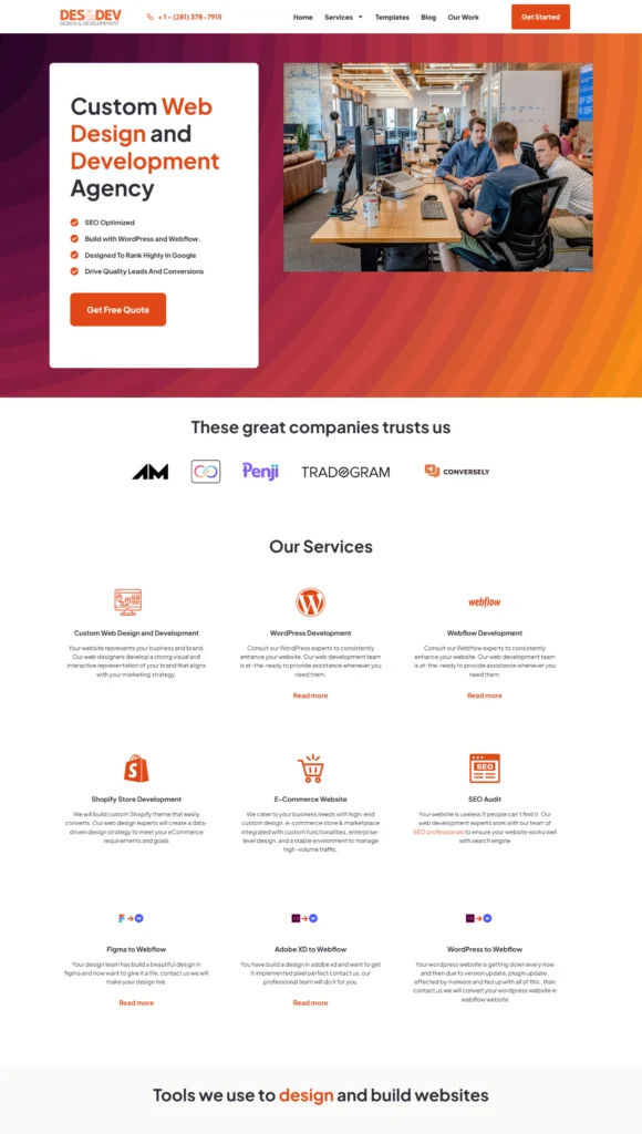 design and development agency website restoration
