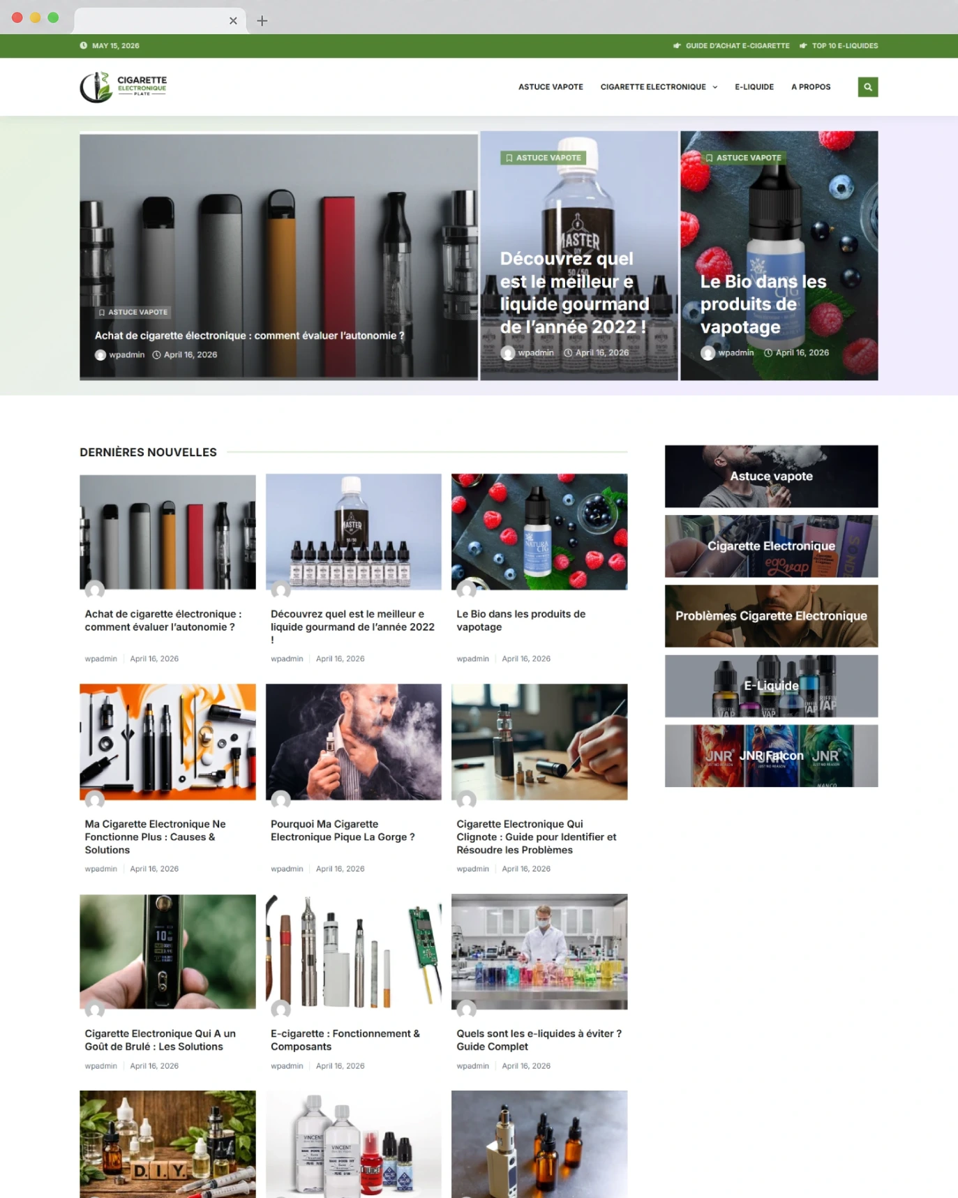 French Vape Blog Website Restoration & Redesign (after restoration)