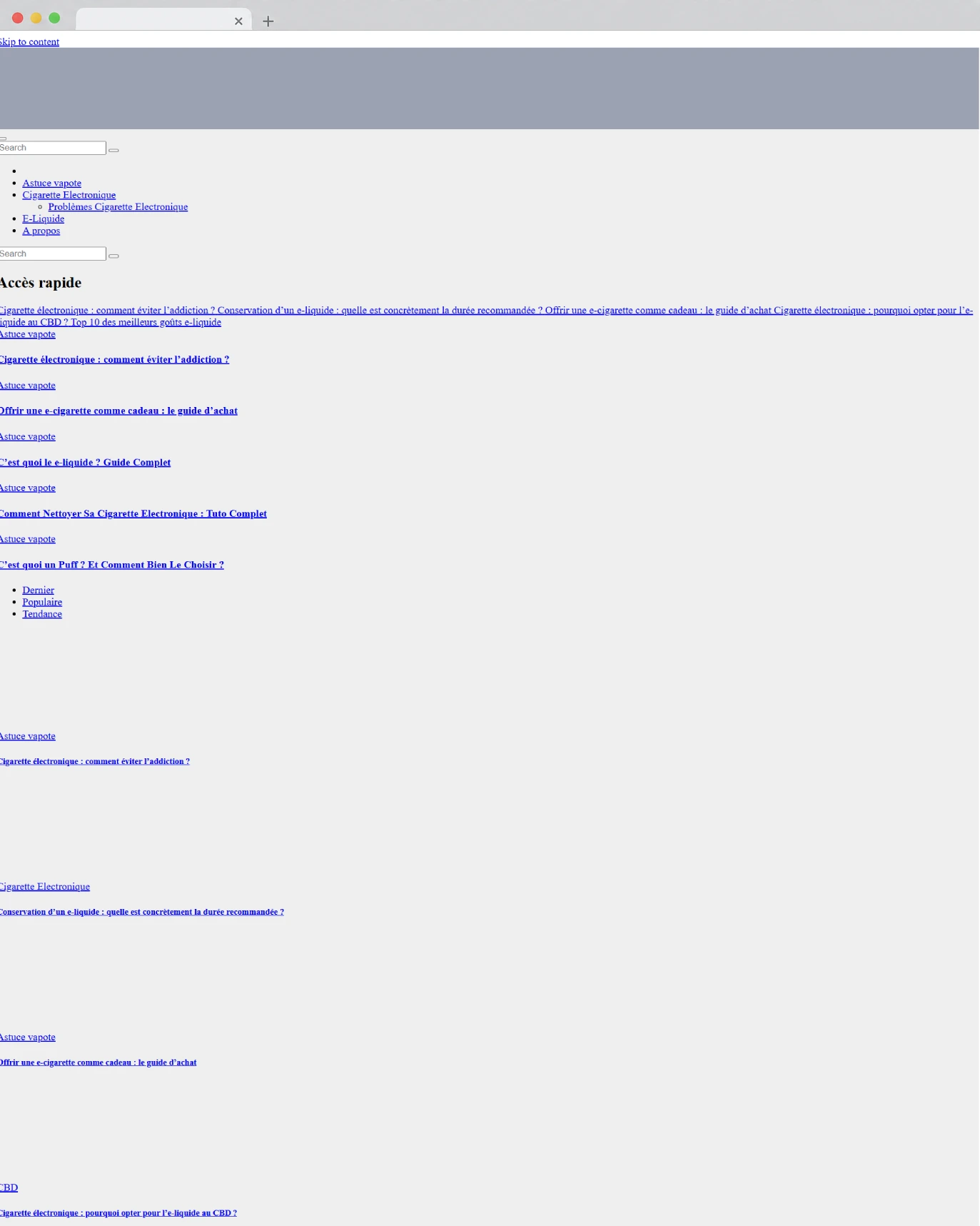 French Vape Blog Website Restoration & Redesign before restoration