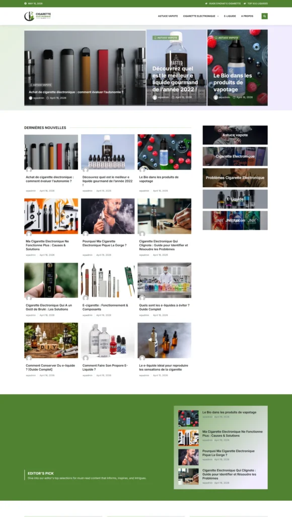 French Vape Blog Website Restoration and Redesign