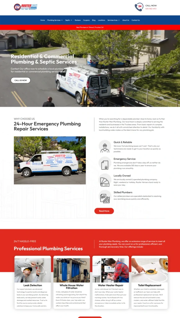 Rooter Man Plumbing Website Restoration in Divi Builder