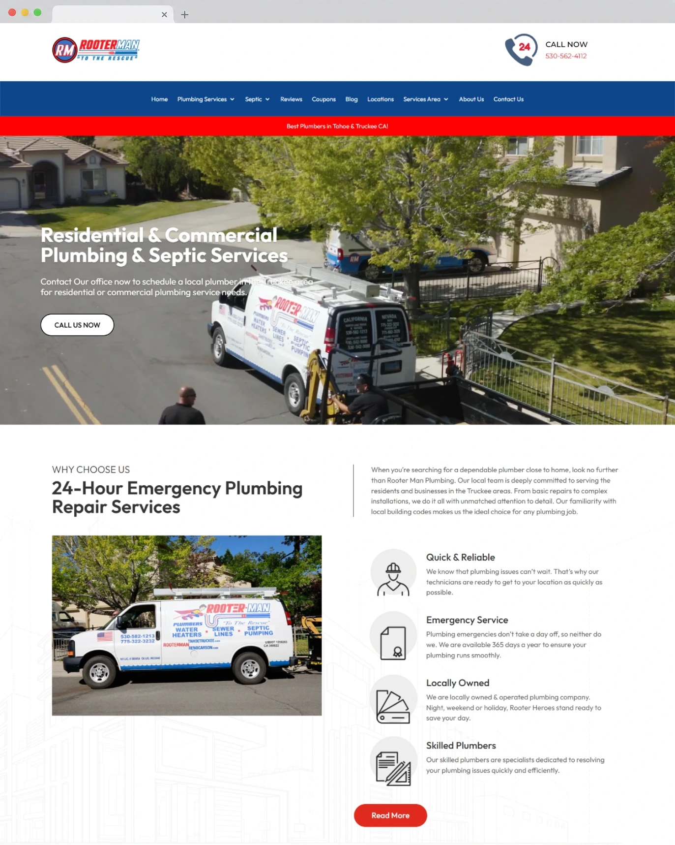 plumbing website after restoration